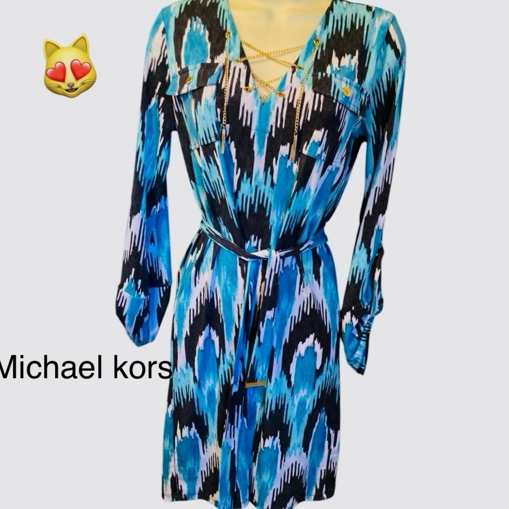 Michael Kors Blue Patterned Dress